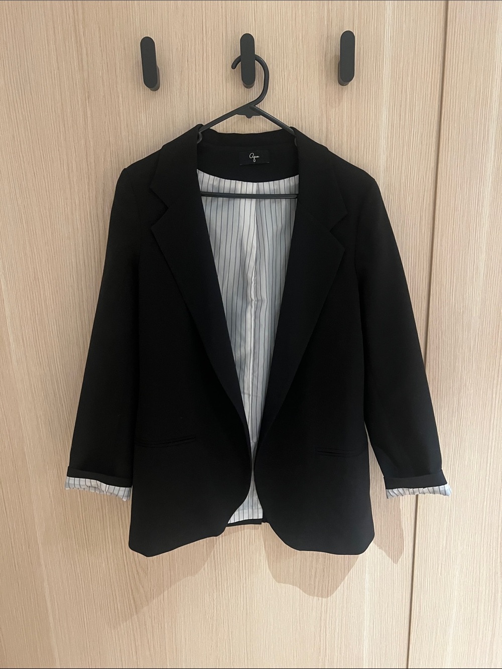 Aqua Black Women's Blazer with Striped Lining
